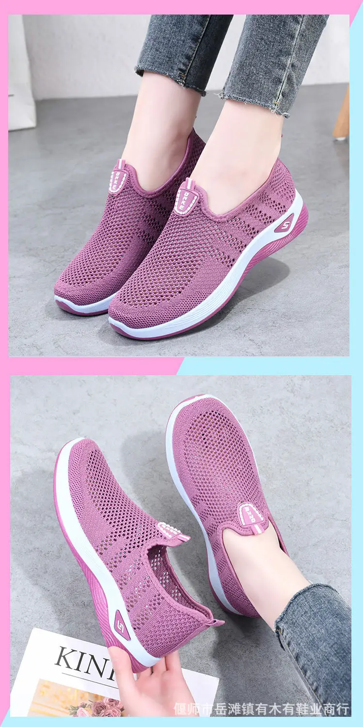 Old Beijing Cloth Shoes Women's Summer Middle-aged and Elderly Casual Shoes Hollow Mesh Breathable Non-slip Soft Sole Slip-on Shoes for Mothers — feature 7