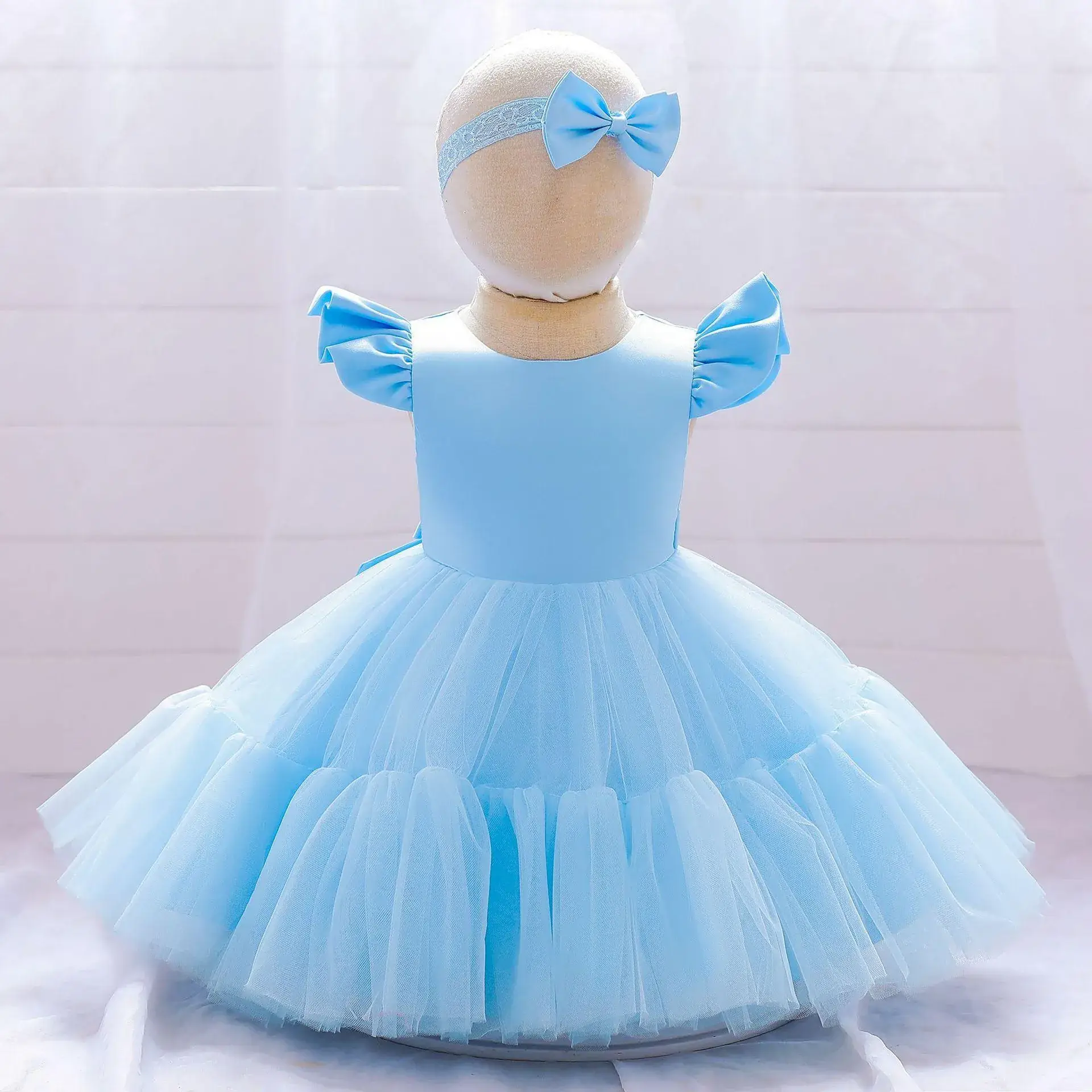 Pink Princess Tulle Bow Dress for Girls - Image 3