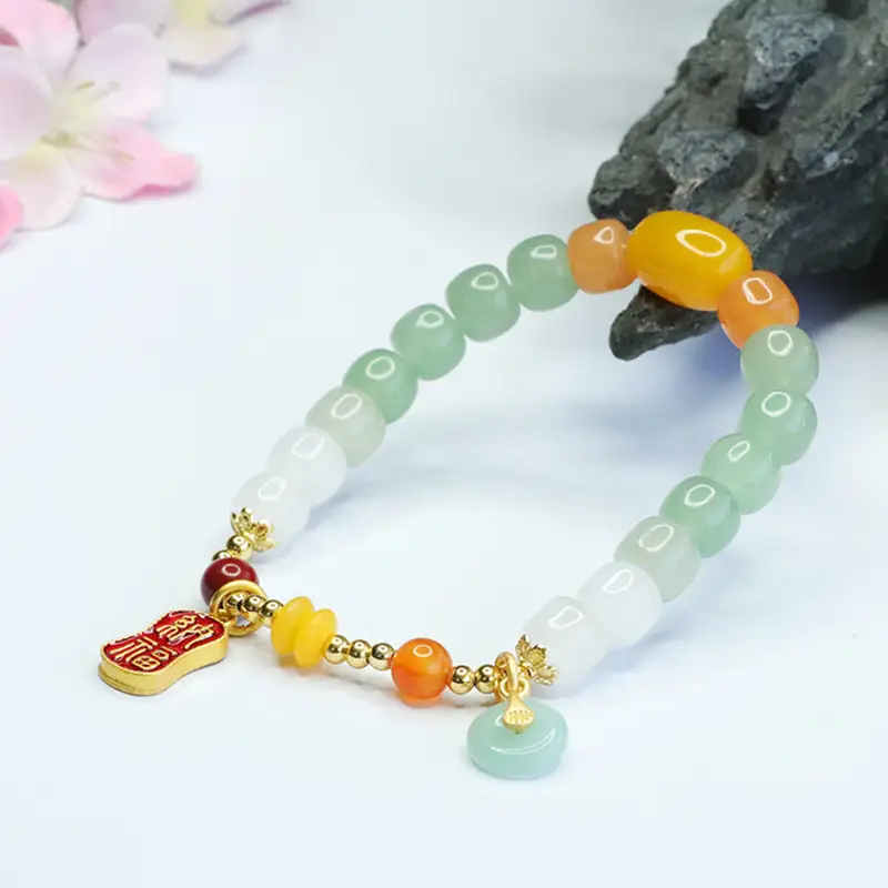 Guan Yu Jade Bracelet Gold Thread White Jade for Women — feature 10