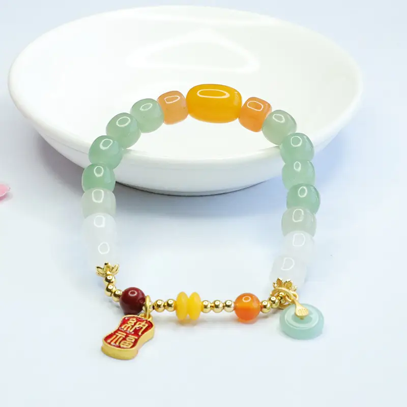 Guan Yu Jade Bracelet Gold Thread White Jade for Women — feature 7
