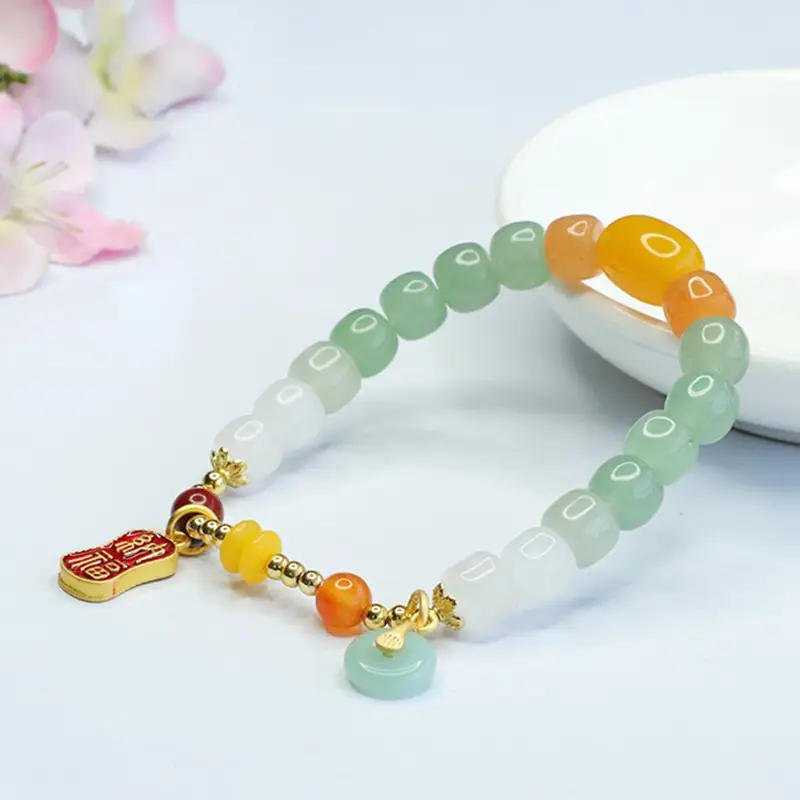 Guan Yu Jade Bracelet Gold Thread White Jade for Women — feature 8