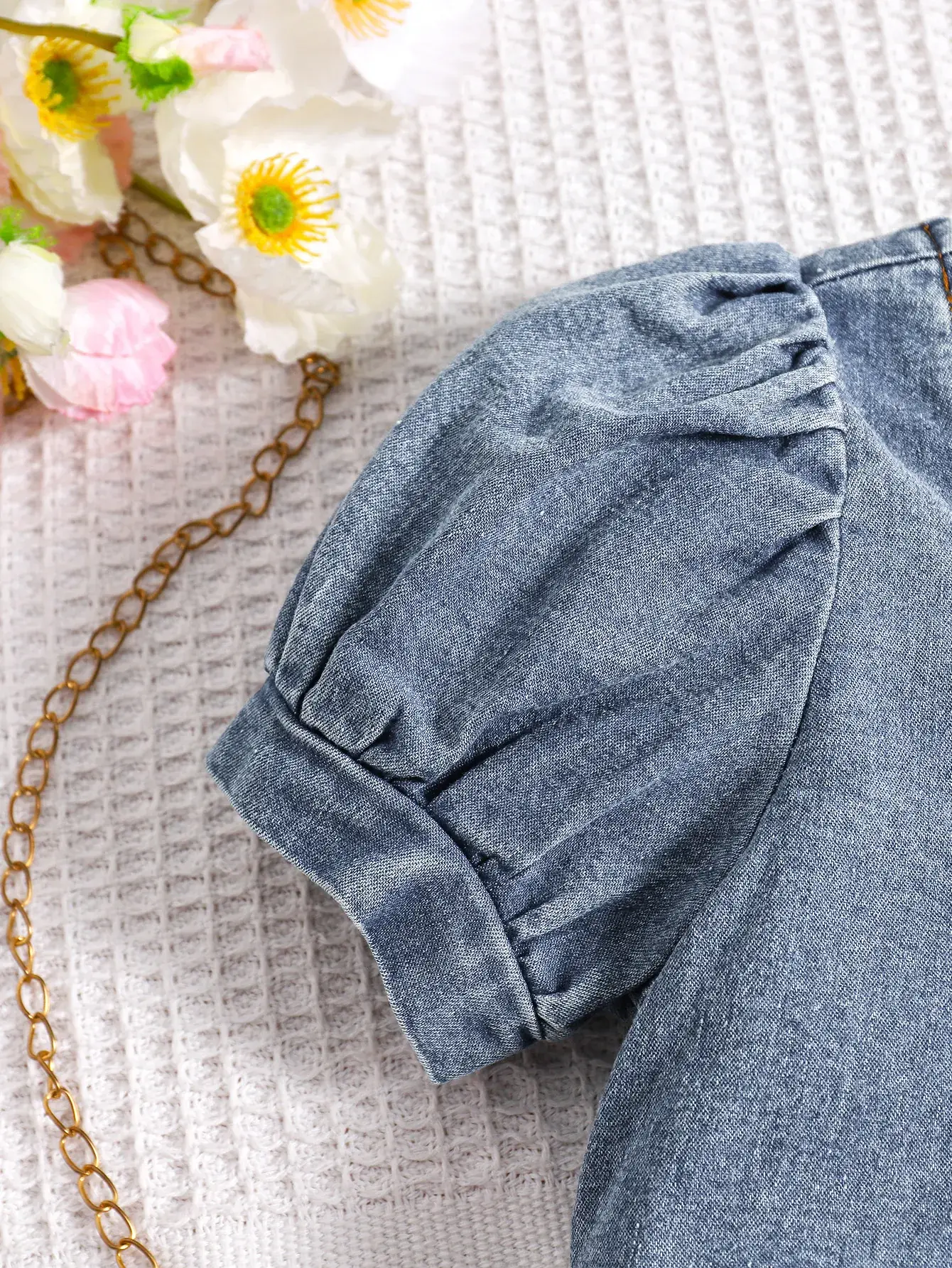 Denim Shorts & Collar Top Set for Girls Summer - Image 5
