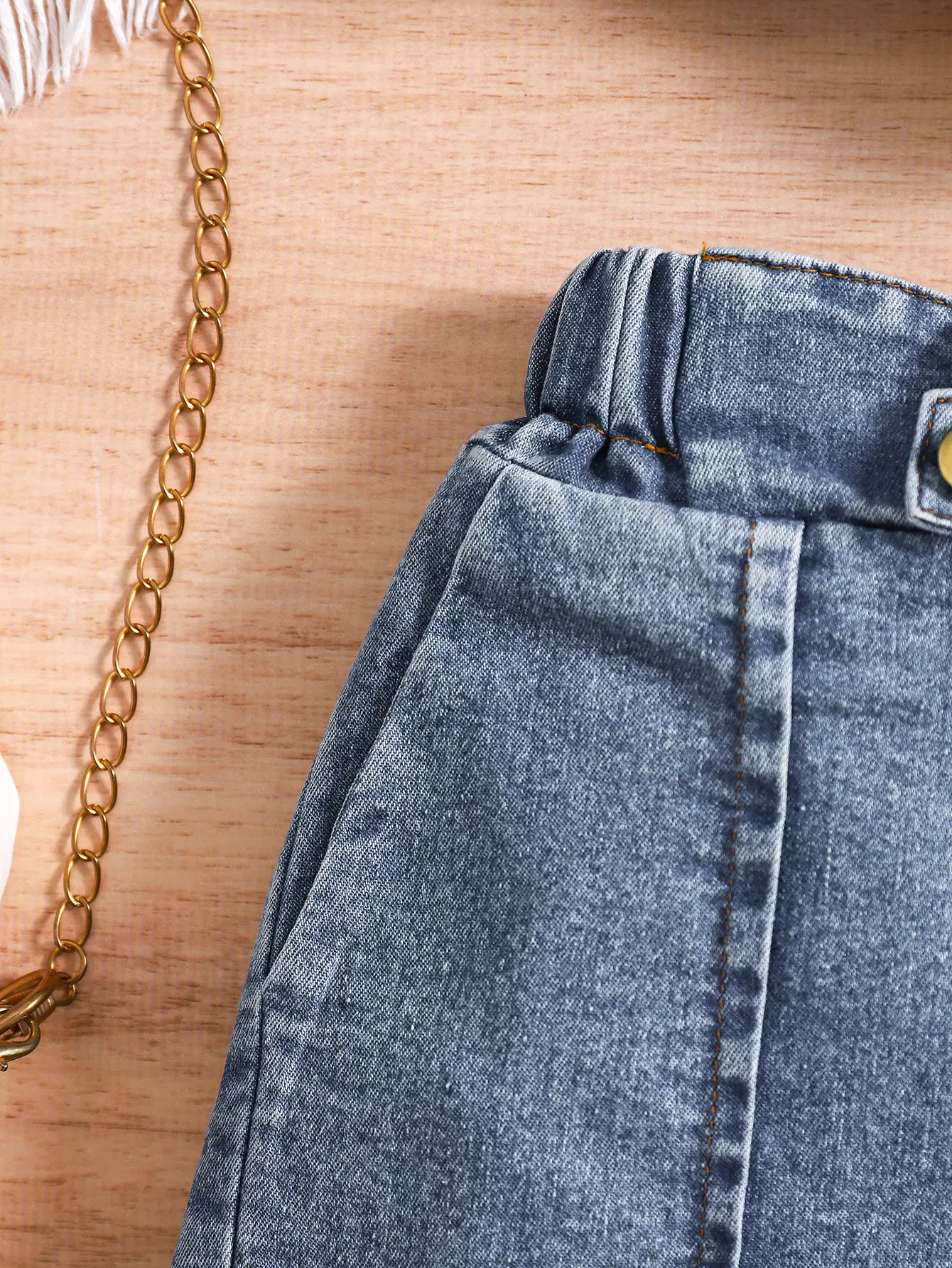 Denim Shorts & Collar Top Set for Girls Summer — feature 15
