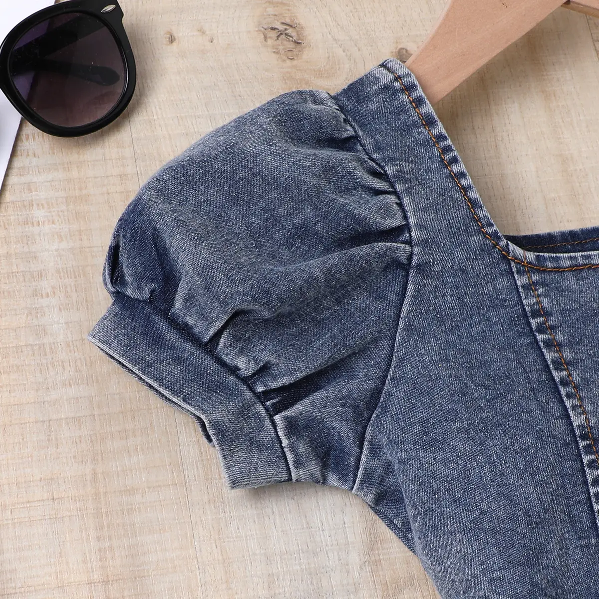 Denim Shorts & Collar Top Set for Girls Summer — feature 4