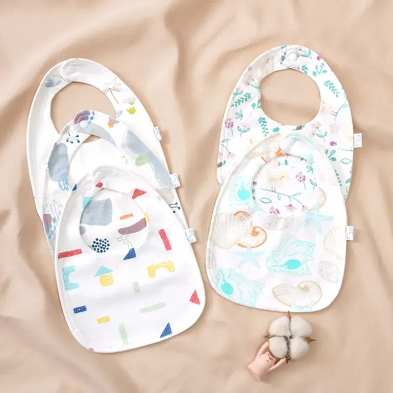 Baby U-Shaped Cotton Bib with Smile Print