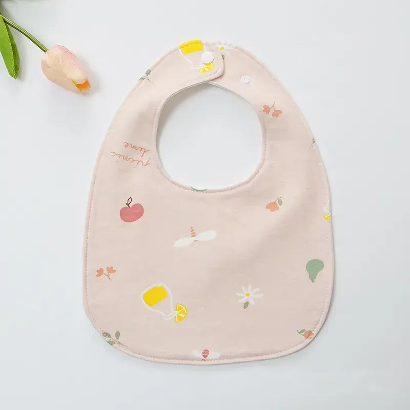 Baby U-Shaped Cotton Bib with Smile Print