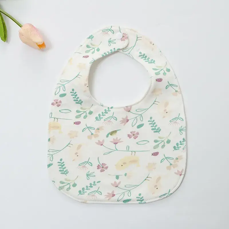 Baby U-Shaped Cotton Bib with Smile Print