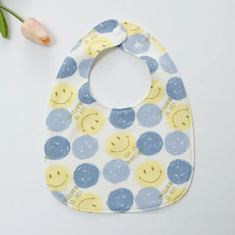 Baby U-Shaped Cotton Bib with Smile Print