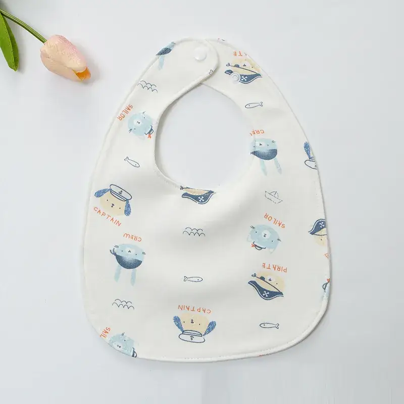 Baby U-Shaped Cotton Bib with Smile Print