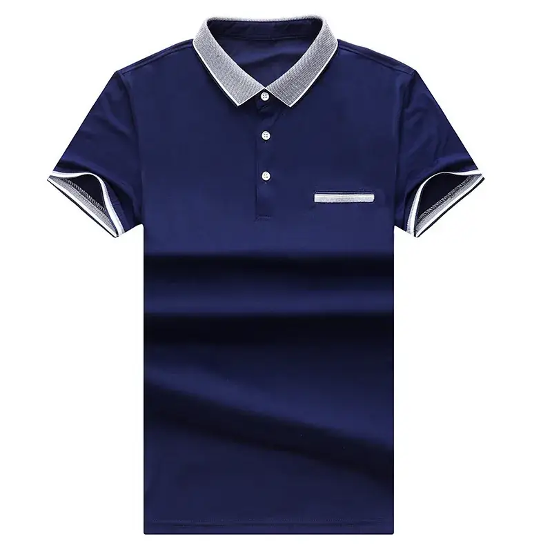Men Cotton Polo Shirt White Short Sleeve Summer - Image 9