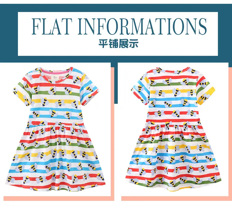 Baby Girl Multi Color Striped Short Sleeve Dress 2025 — feature 2