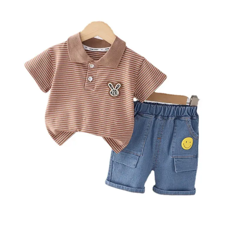 Children Cotton Striped Shorts Suit Summer Boys