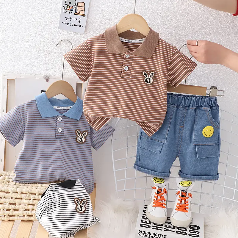Children Cotton Striped Shorts Suit Summer Boys — feature 1