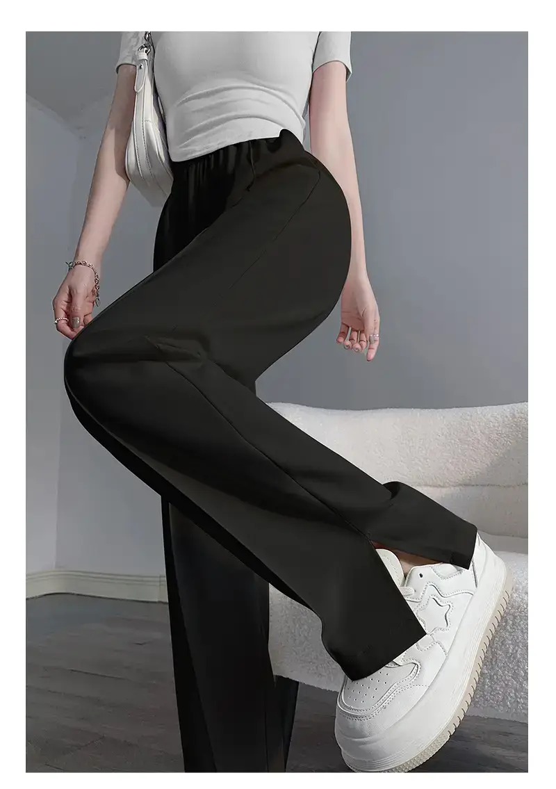 Women Side Slit Wide Leg Pants Summer Loose Draped Casual — feature 15