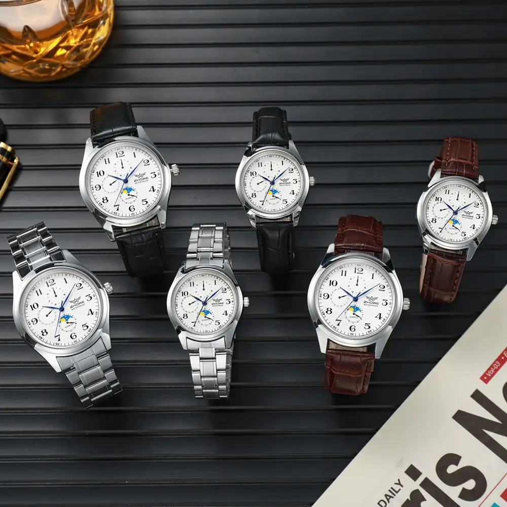 Digital All-match New Decorative Three-eye Six-pin Couple Quartz Watch