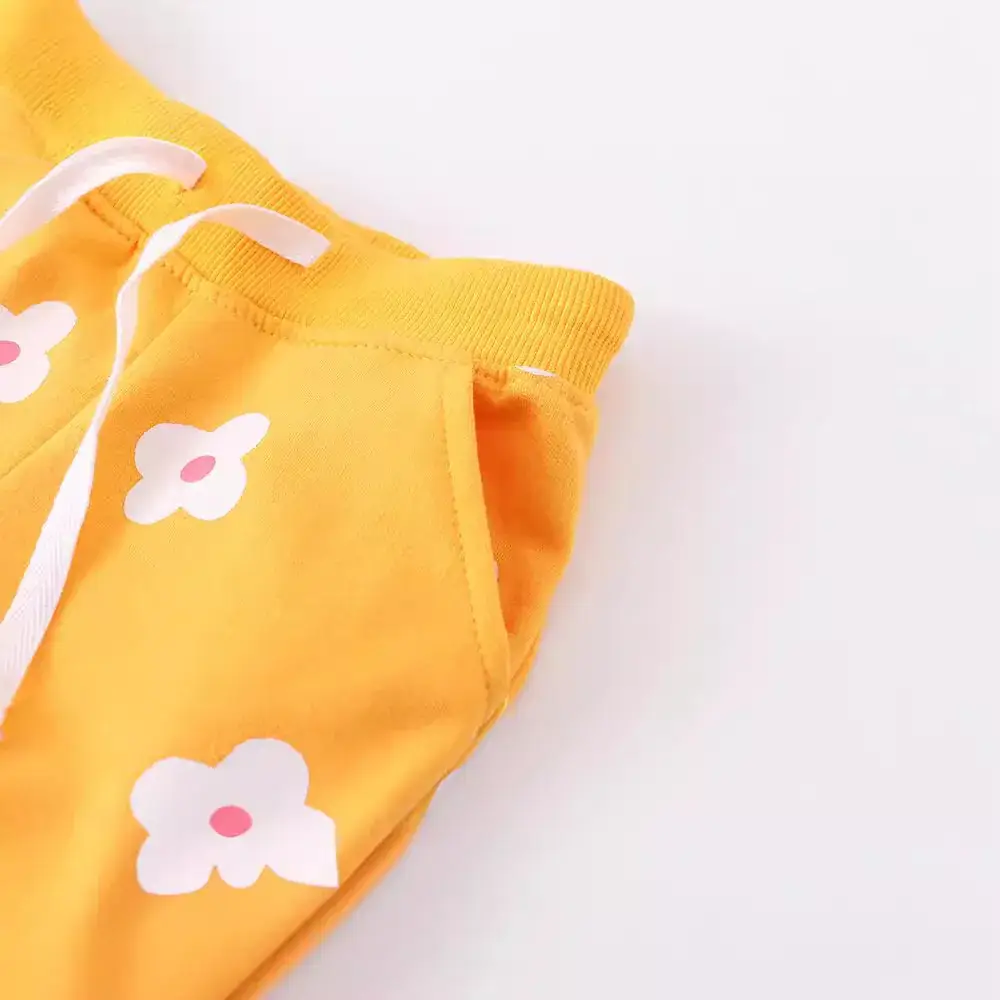 Children's Printed Cotton Sweatpants Yellow Floral - Image 4