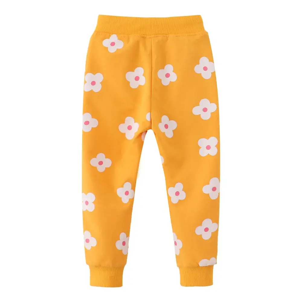 Children's Printed Cotton Sweatpants Yellow Floral - Image 5