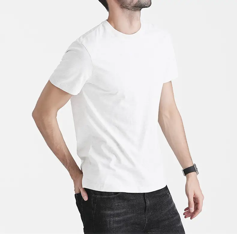 Men Pure Cotton Black T-Shirt Slim Fit All Season - Image 2