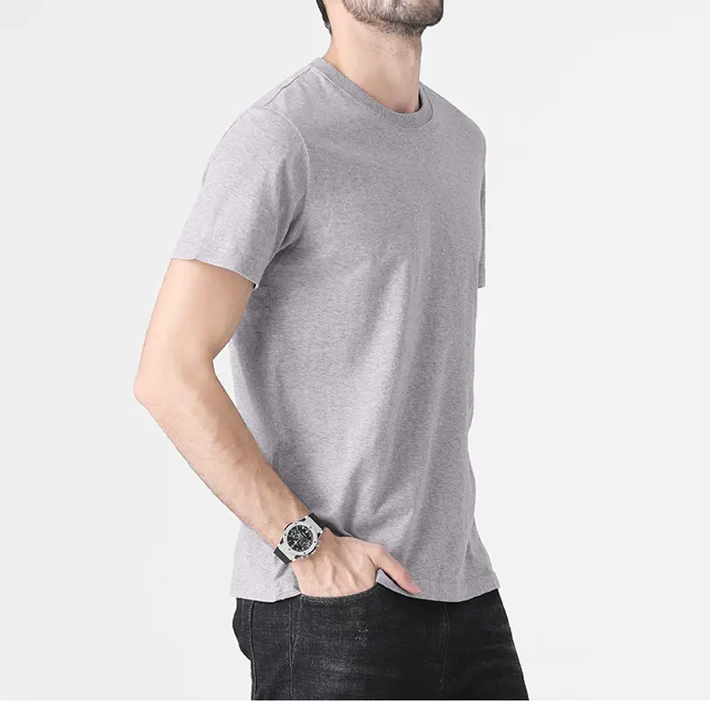 Men Pure Cotton Black T-Shirt Slim Fit All Season - Image 4