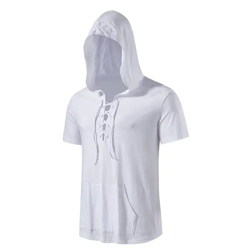 Men Hooded Cotton T-Shirt Grey B32