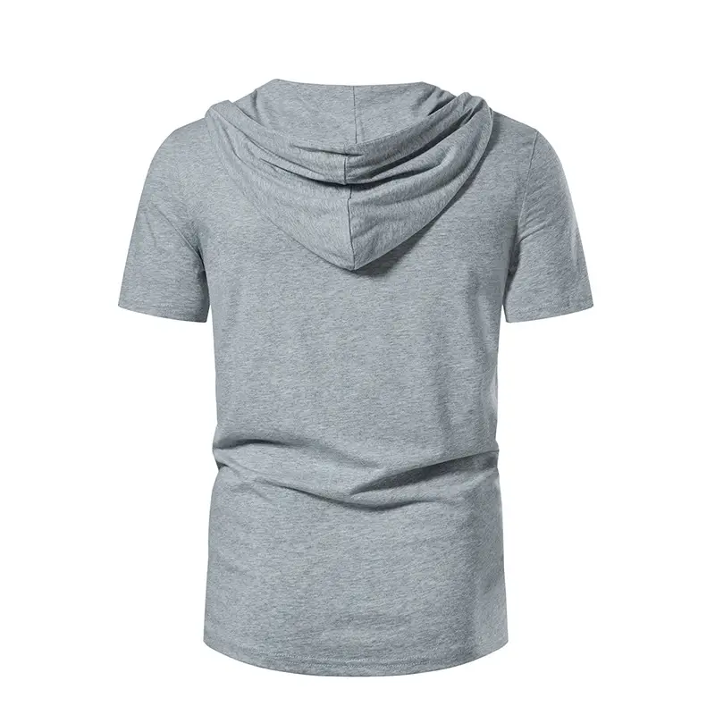 Men Hooded Cotton T-Shirt Grey B32 — feature 10