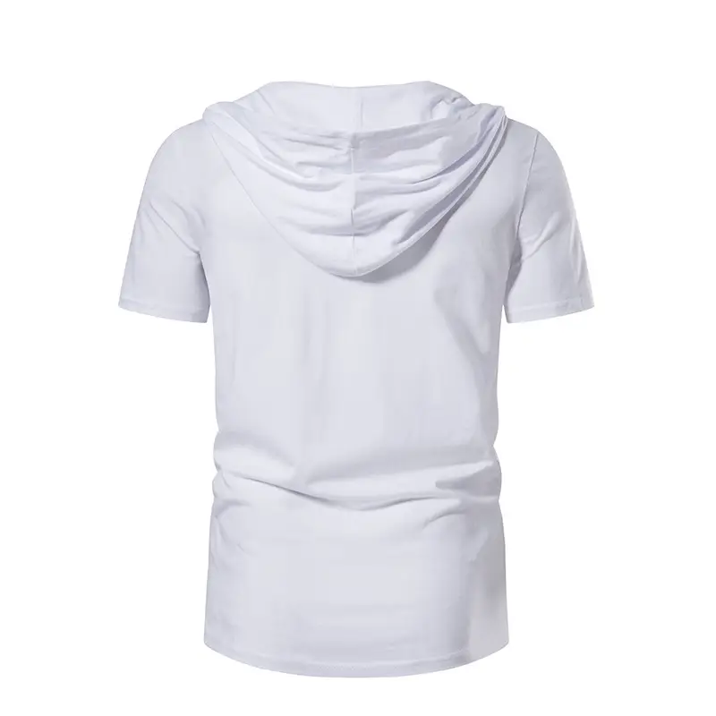 Men Hooded Cotton T-Shirt Grey B32 — feature 13