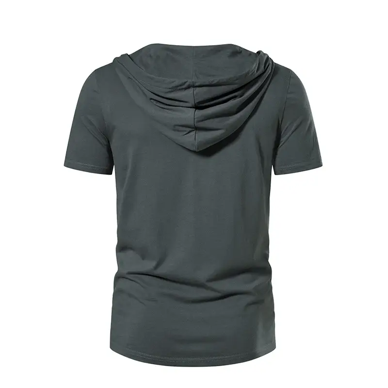 Men Hooded Cotton T-Shirt Grey B32 — feature 4