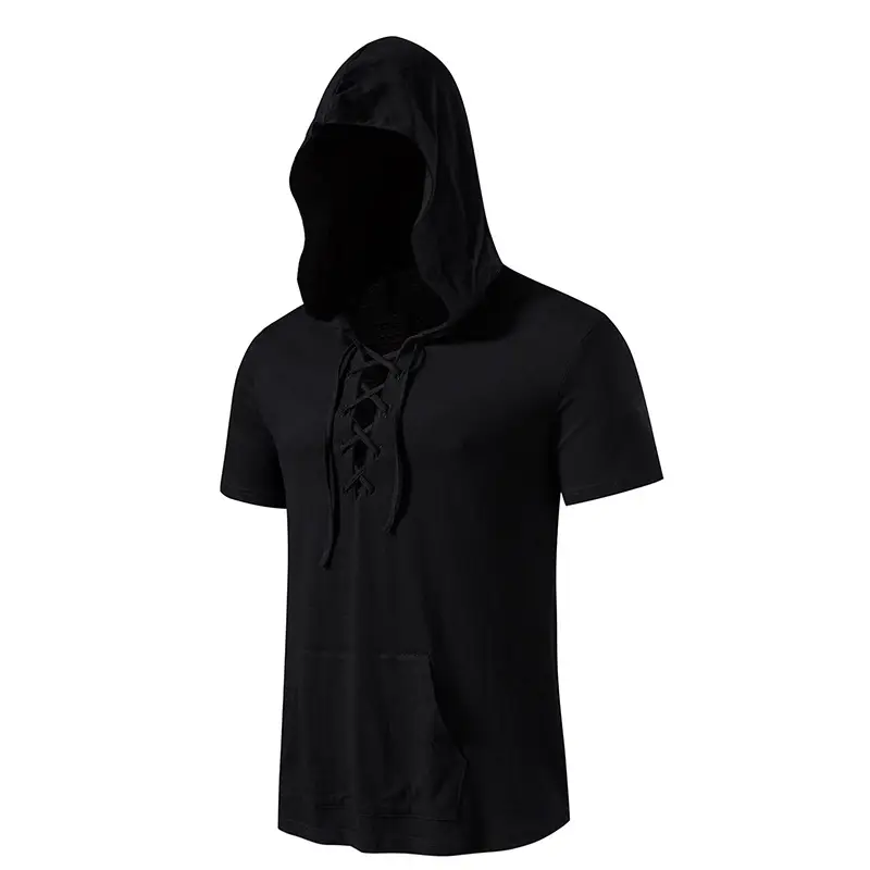 Men Hooded Cotton T-Shirt Grey B32 — feature 6