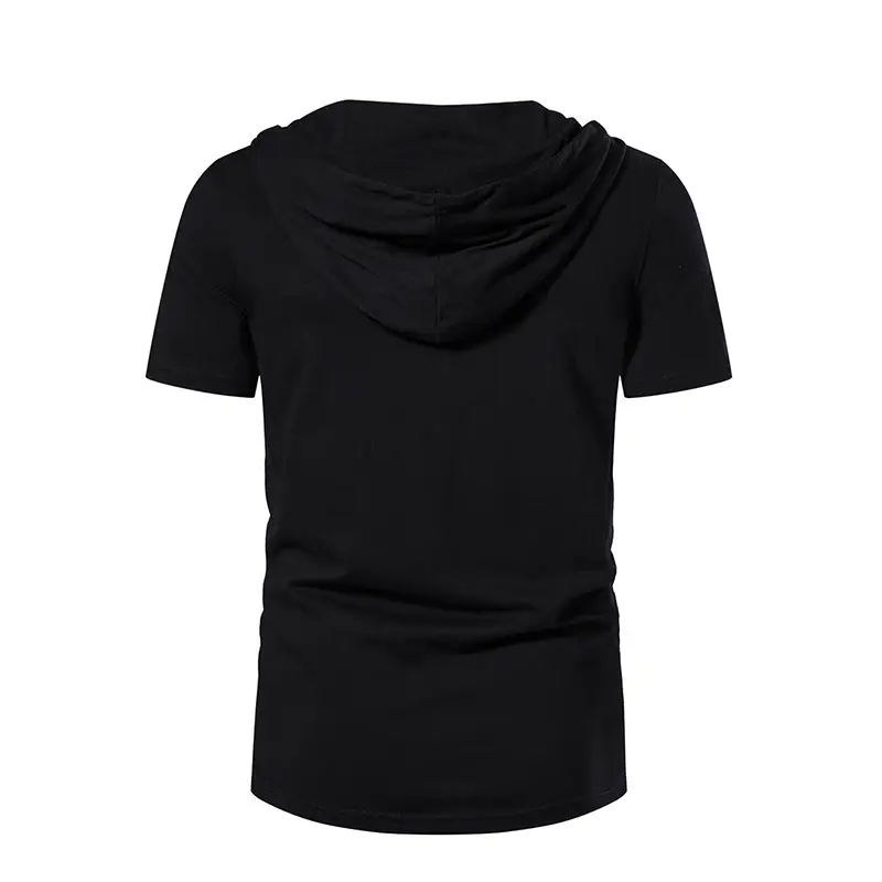 Men Hooded Cotton T-Shirt Grey B32 — feature 7
