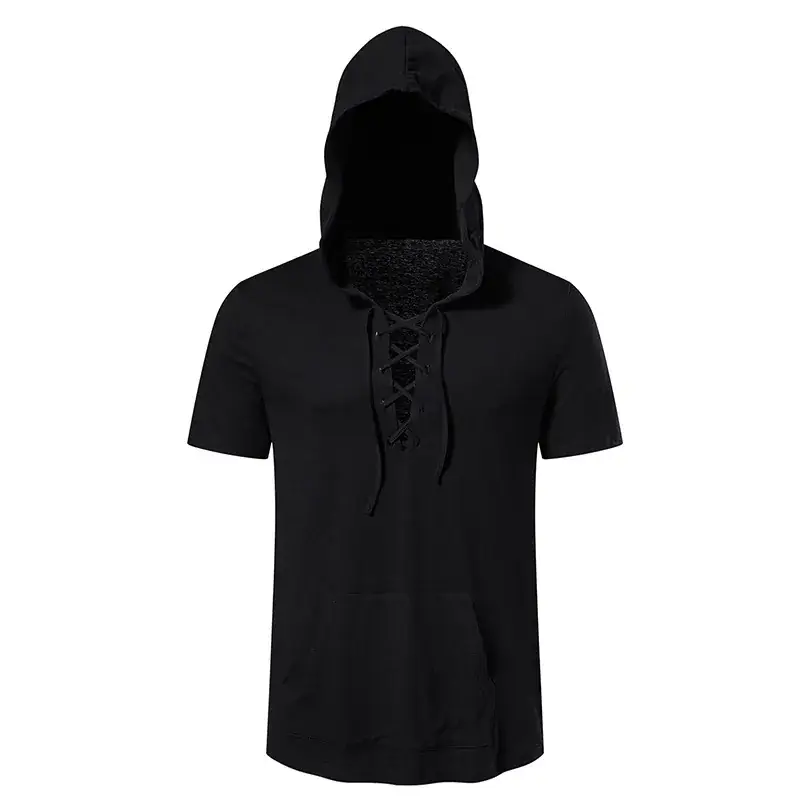 Men Hooded Cotton T-Shirt Grey B32
