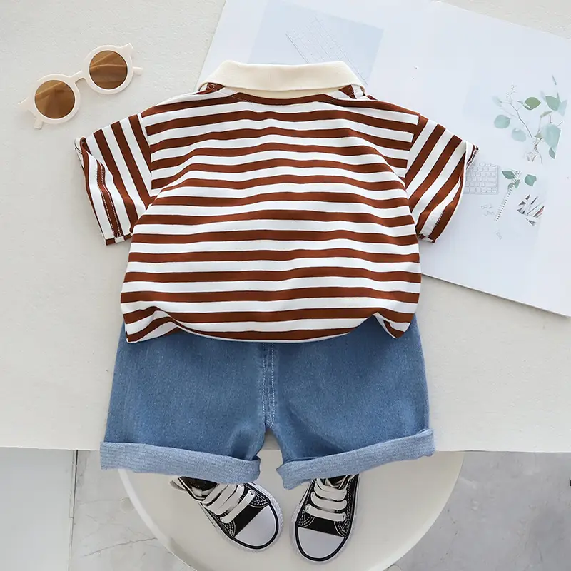 Children Cotton Striped T-Shirt Shorts Set Summer Boys — feature 1
