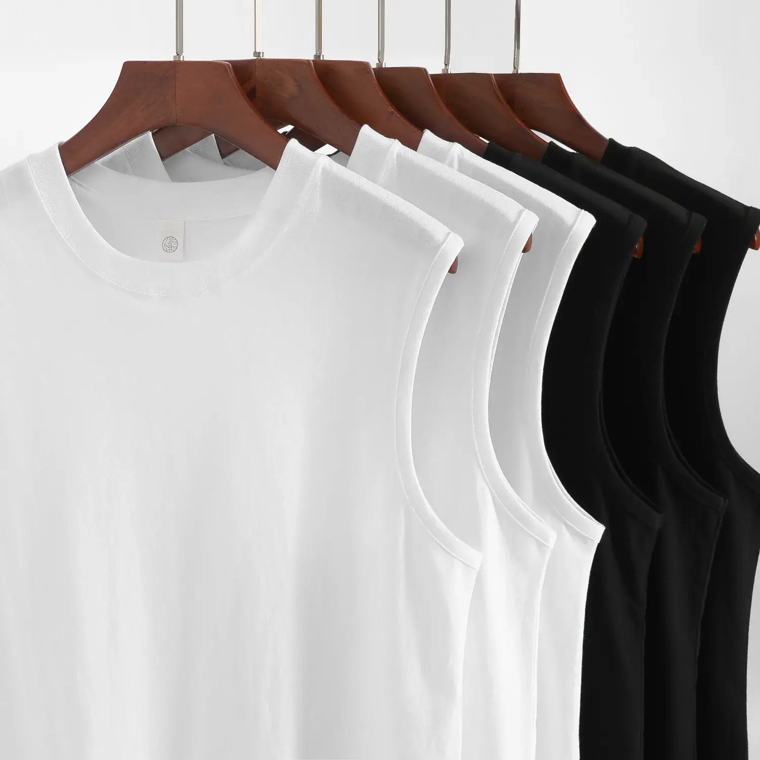 Men White Cotton Tank Top 210g Sleeveless Summer - Image 5