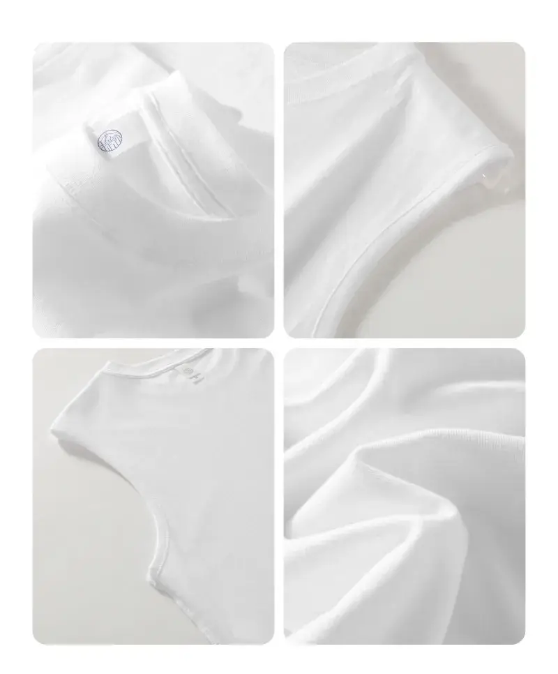 Men White Cotton Tank Top 210g Sleeveless Summer — feature 5