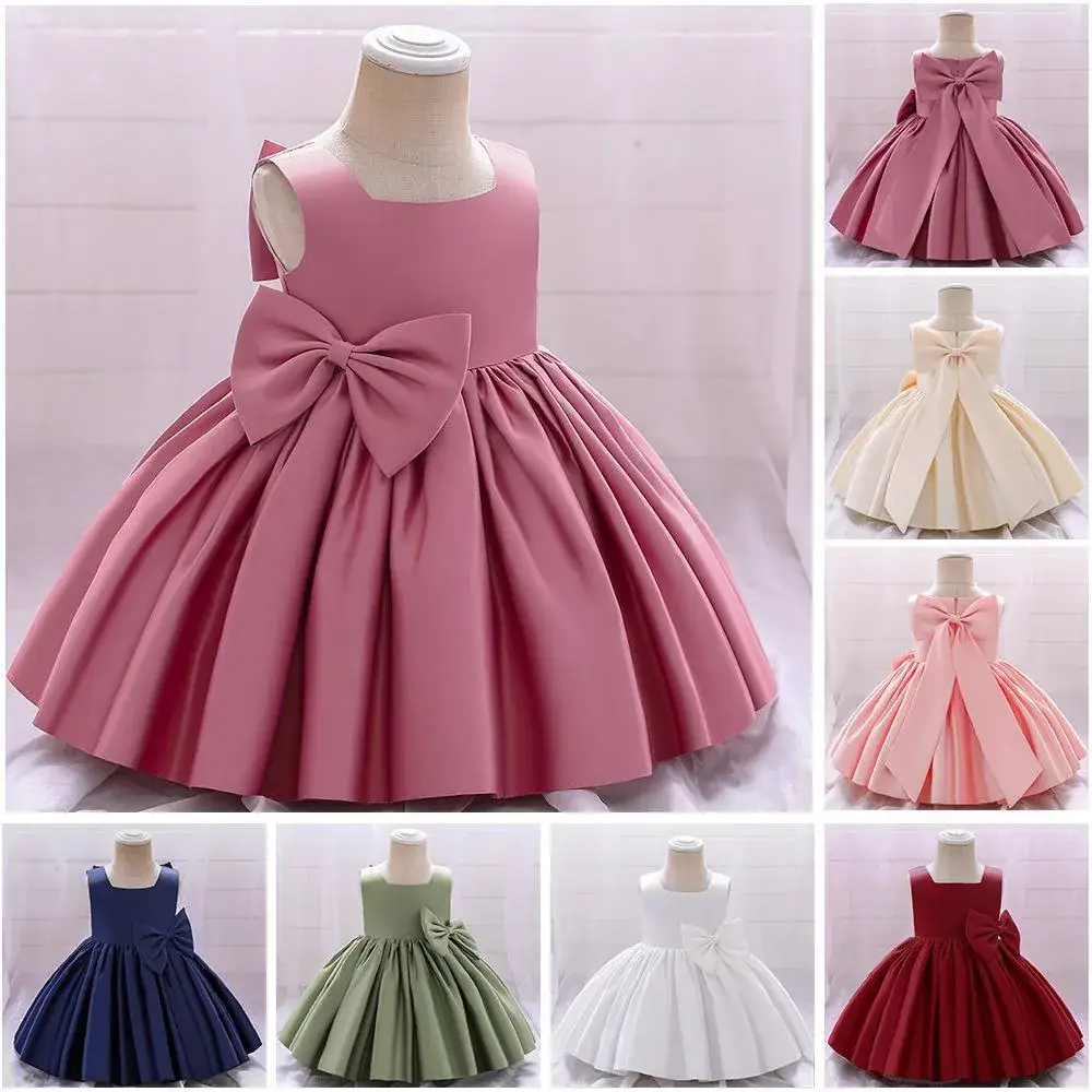Navy Blue Bow Sleeveless Princess Dress for Girls - Image 10
