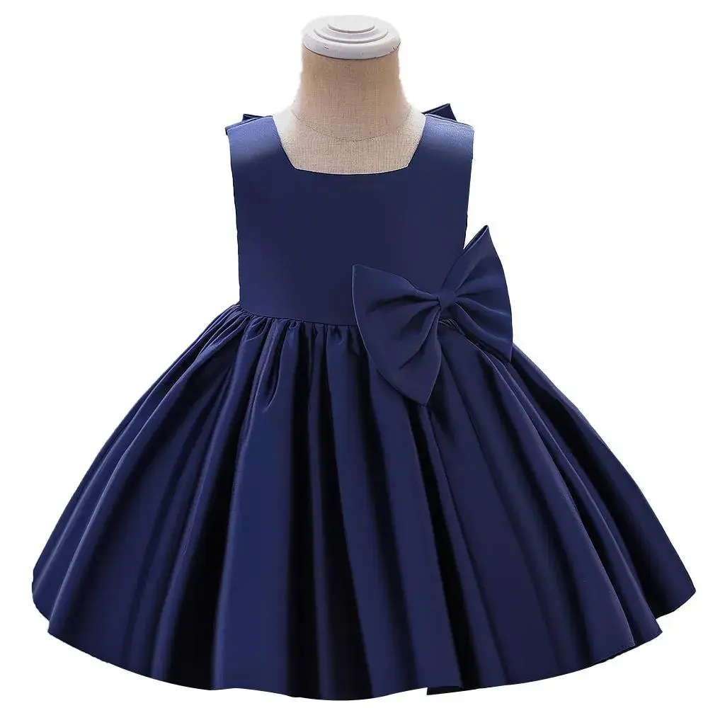 Navy Blue Bow Sleeveless Princess Dress for Girls - Image 11