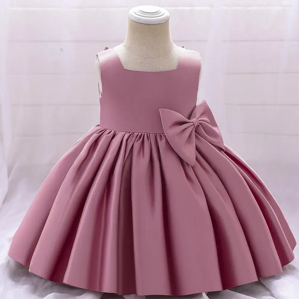 Navy Blue Bow Sleeveless Princess Dress for Girls - Image 3