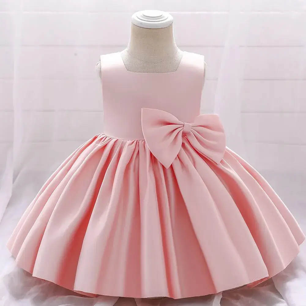 Navy Blue Bow Sleeveless Princess Dress for Girls - Image 5