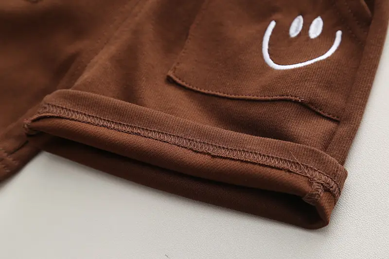 Children Cotton T-Shirt Shorts Set Brown Yellow Summer — feature 17