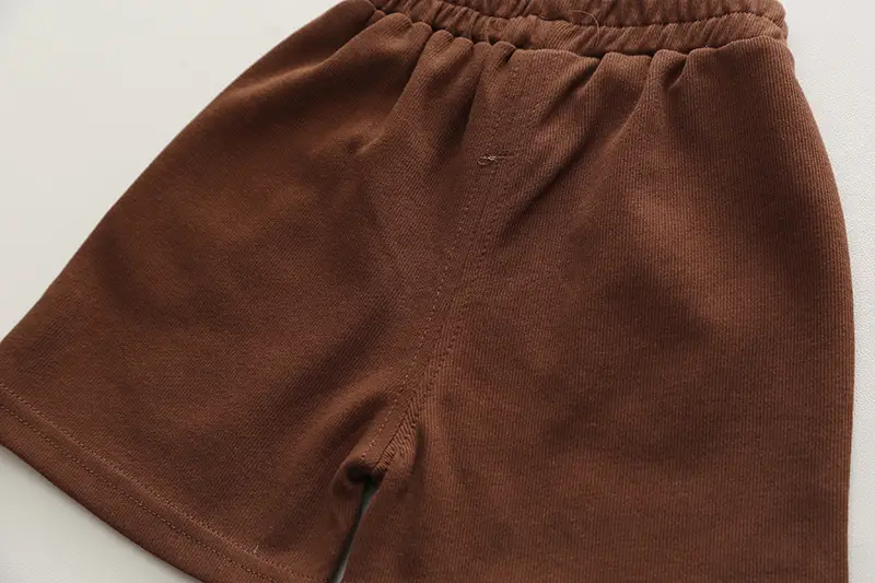Children Cotton T-Shirt Shorts Set Brown Yellow Summer — feature 18