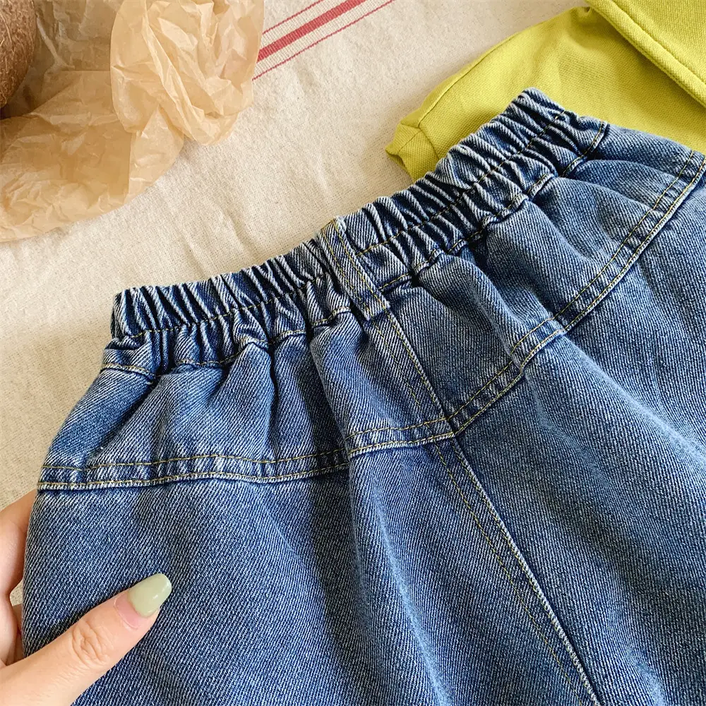 Kids Denim Polo Vest Top Suit Summer Boys Lime Green — feature 21