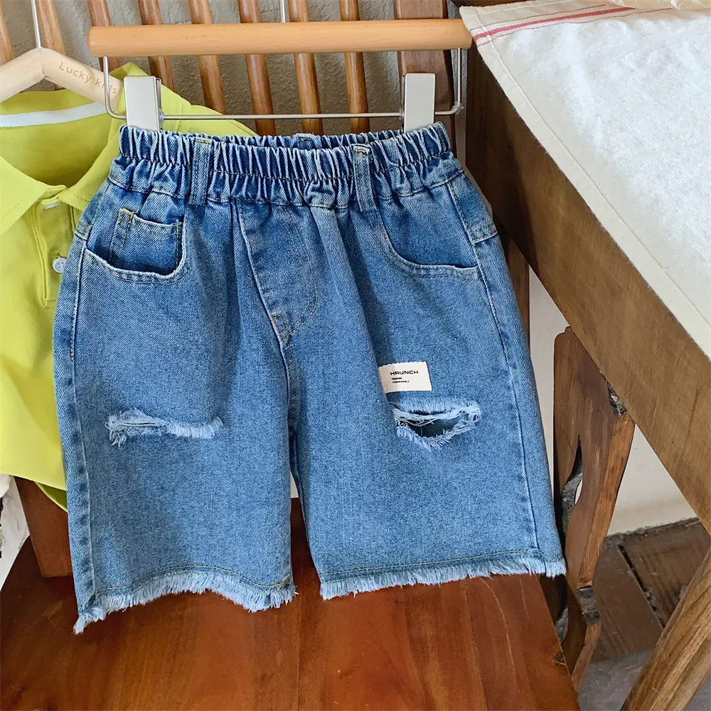 Kids Denim Polo Vest Top Suit Summer Boys Lime Green — feature 23