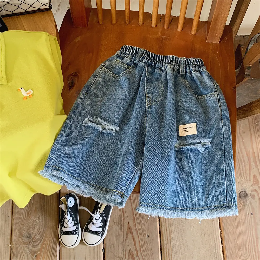 Kids Denim Polo Vest Top Suit Summer Boys Lime Green — feature 25