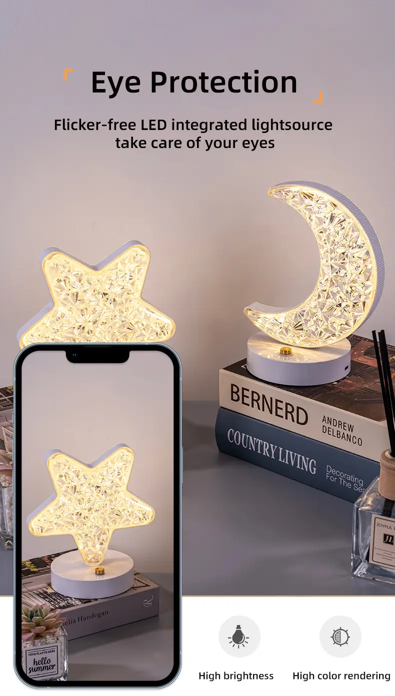Rechargeable Touch LED Table Lamp 15x18cm Moon Theme — feature 12