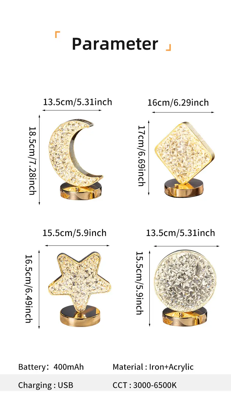 Rechargeable Touch LED Table Lamp 15x18cm Moon Theme — feature 13