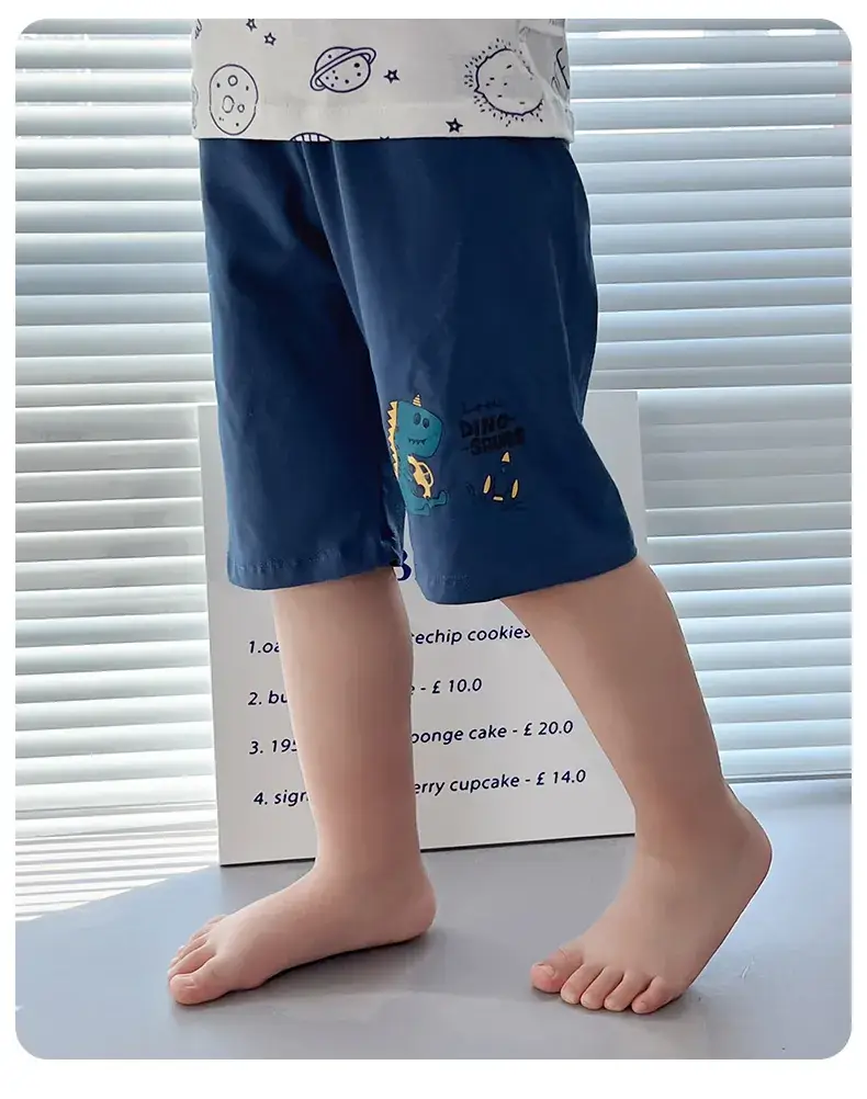 Boys Cartoon Vest Shorts Set Blue White Sleeveless — feature 10