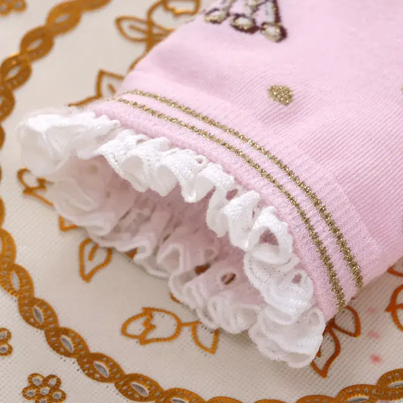 Pink Japanese Style Girls Socks with Lace & Cartoon Design - Image 6