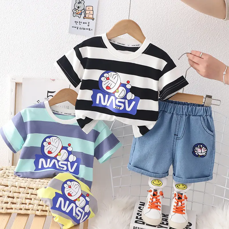 Children's Navy Blue NASA Cotton Shorts Suit Summer — feature 1