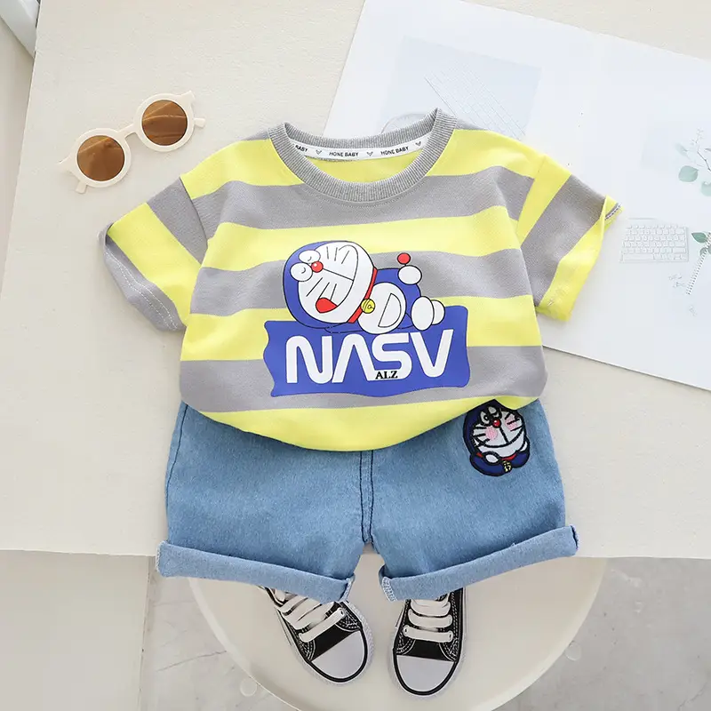 Children's Navy Blue NASA Cotton Shorts Suit Summer — feature 16