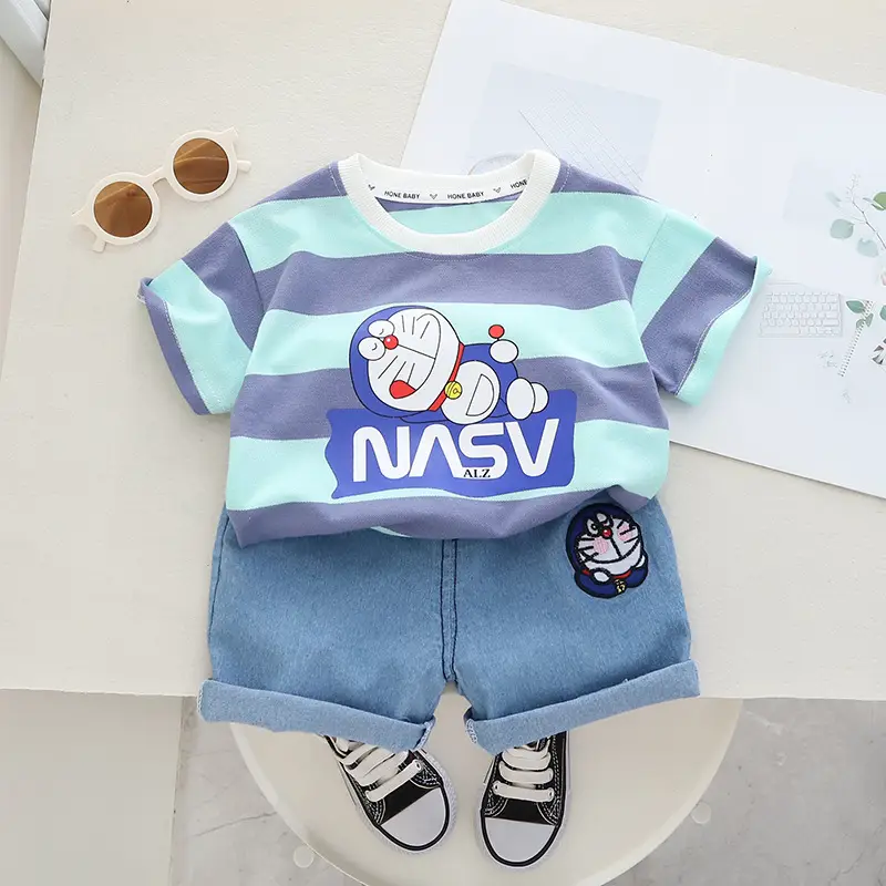 Children's Navy Blue NASA Cotton Shorts Suit Summer — feature 17