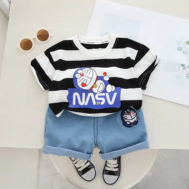 Children's Navy Blue NASA Cotton Shorts Suit Summer — feature 18